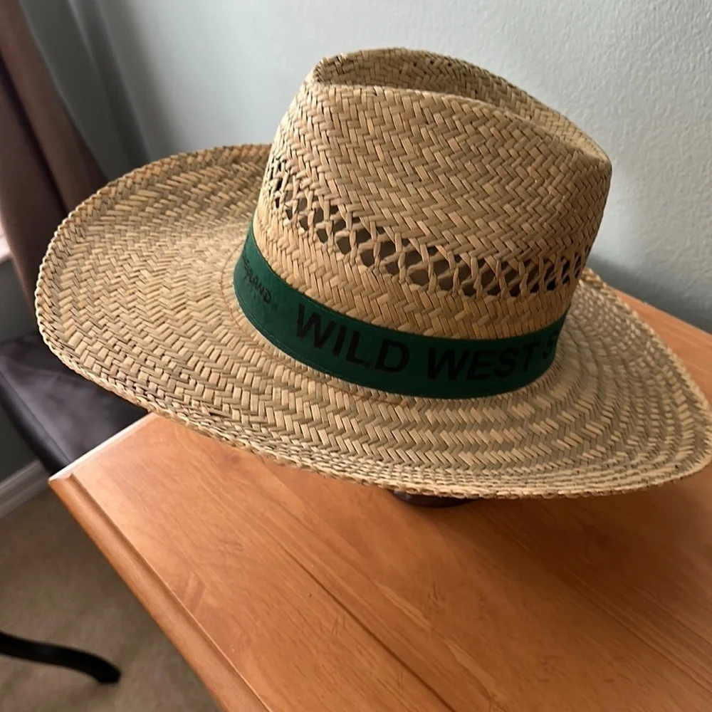 Rare Disneyland Paris Buffalo Bills Wild West Show Straw Cowboy Hat Green.